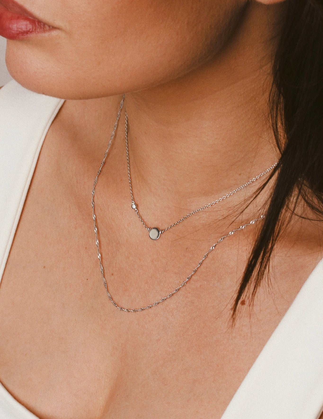 Circle and diamond necklace women - Galore jewelry