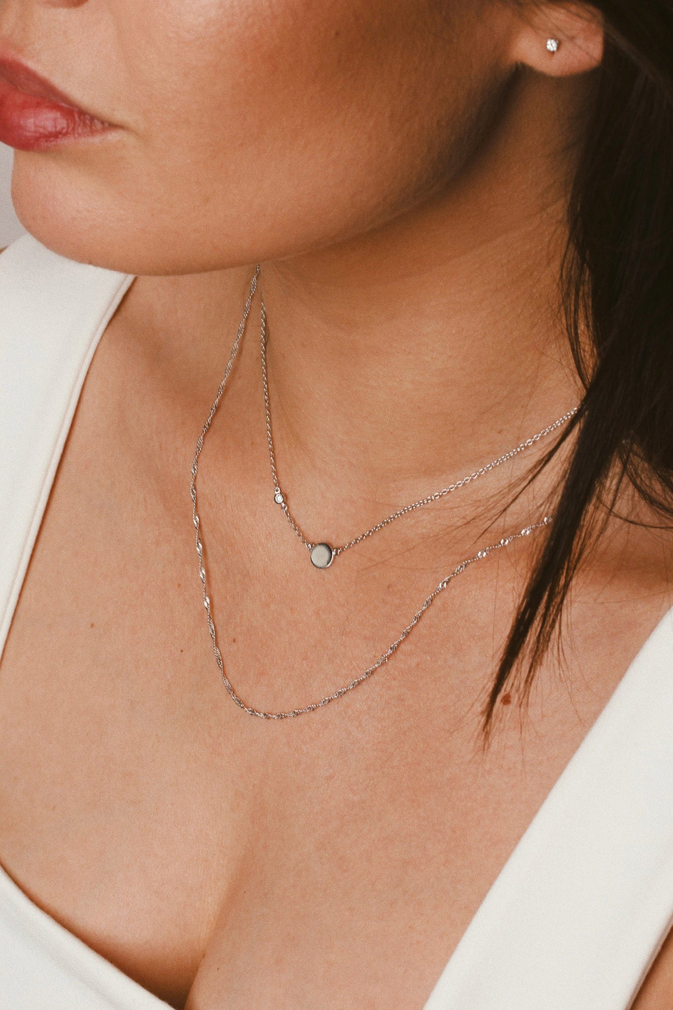 Circle and diamond necklace women - Galore jewelry