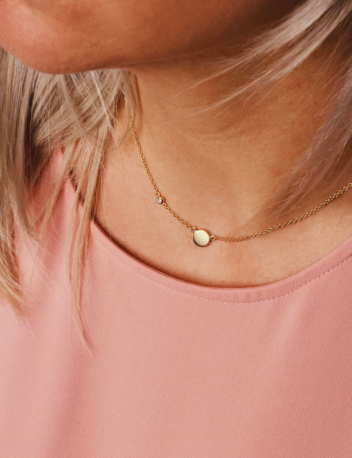 Circle and diamond necklace women - Galore jewelry
