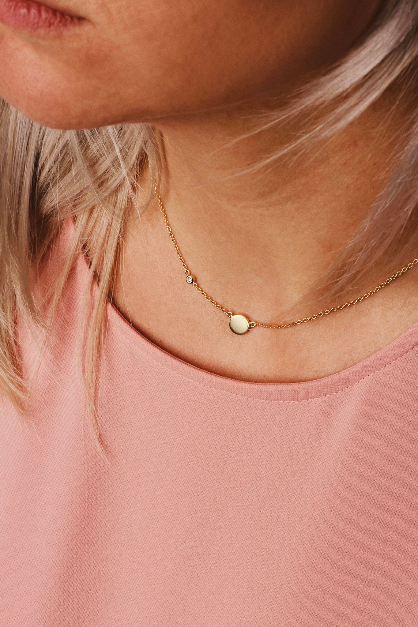 Circle and diamond necklace women - Galore jewelry