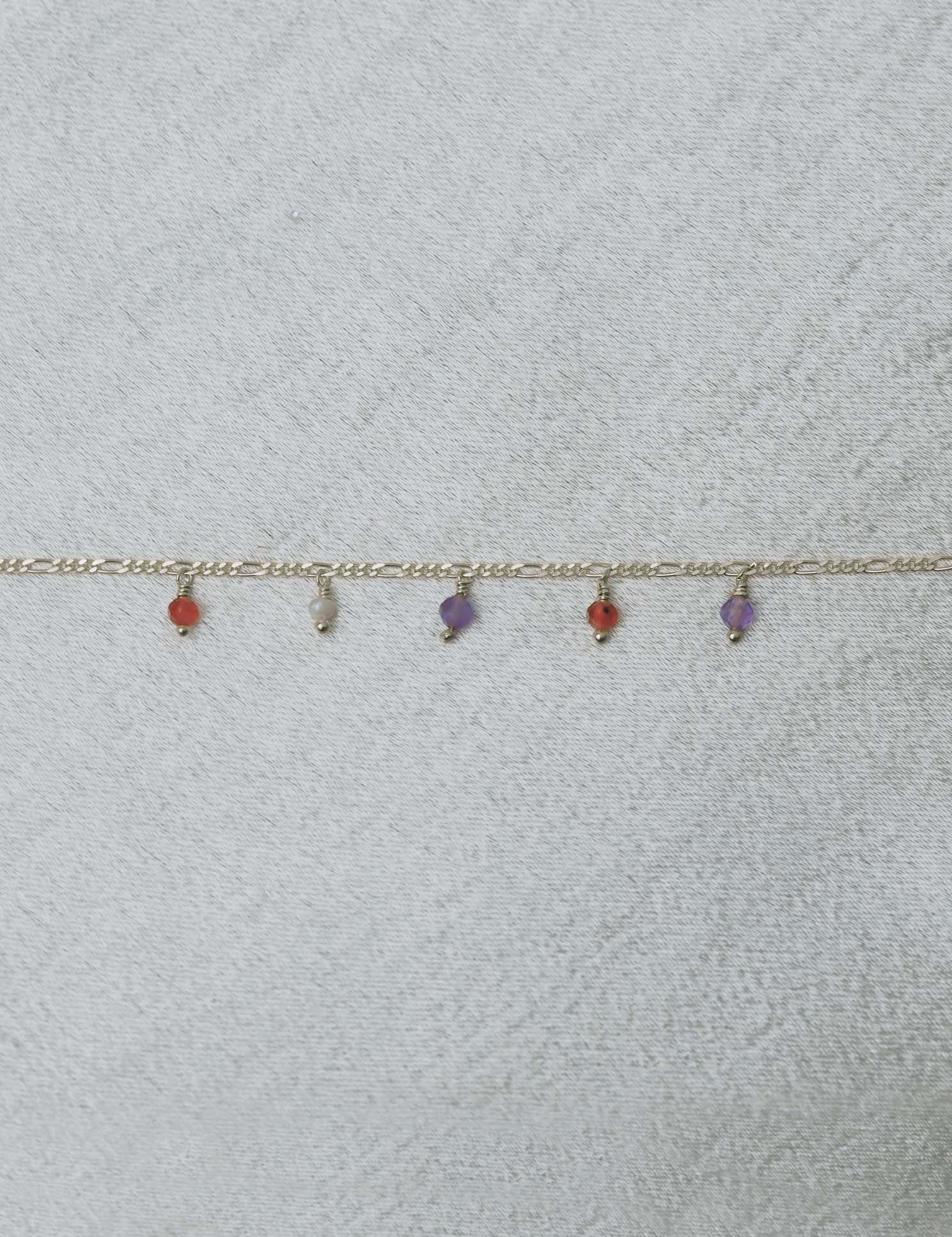 Figaro Gem Drops red bracelet petite