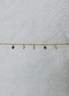 Figaro Gem Drops blue bracelet petite