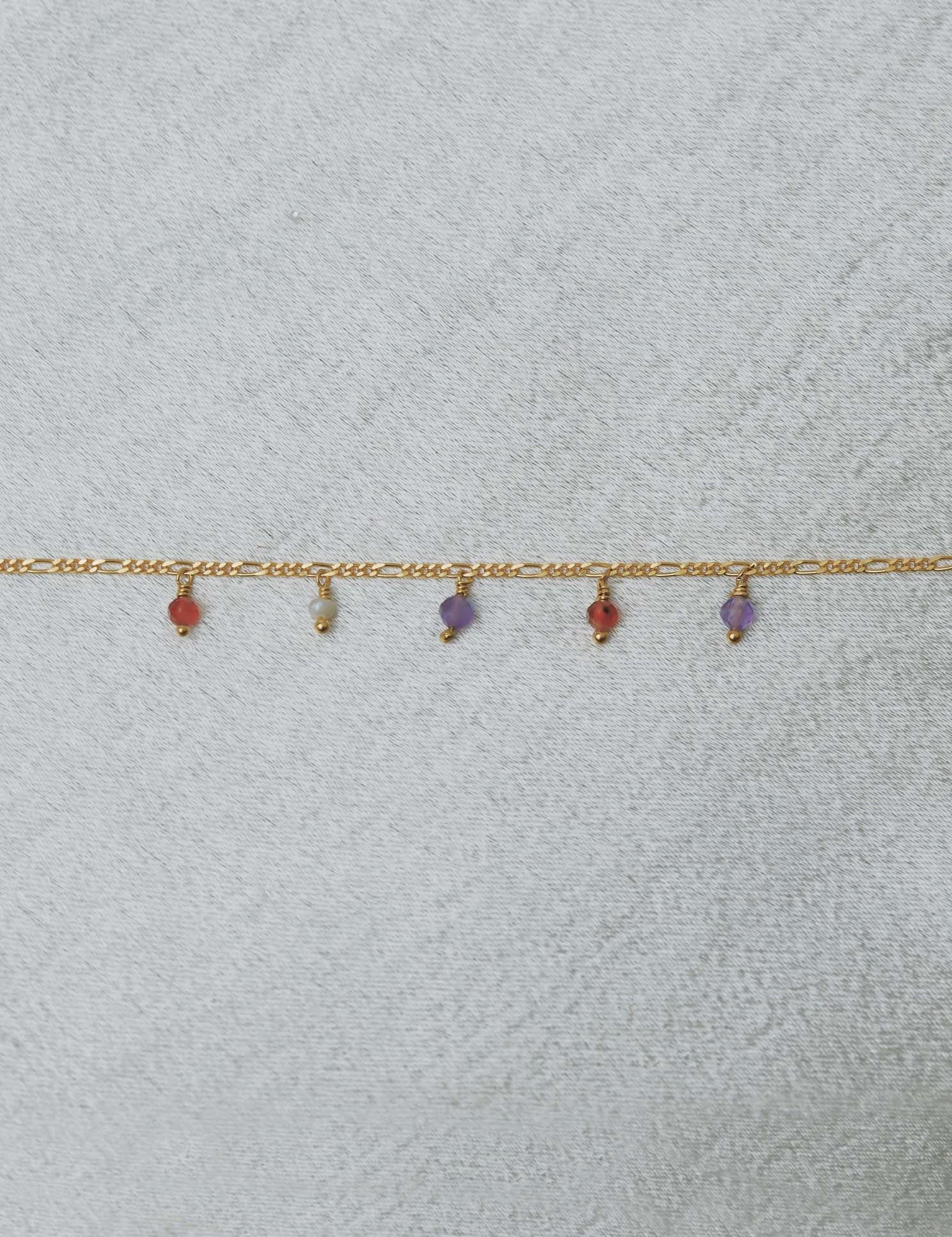 Figaro Gem Drops red bracelet petite