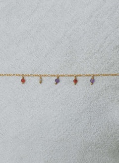 Figaro Gem Drops red bracelet petite